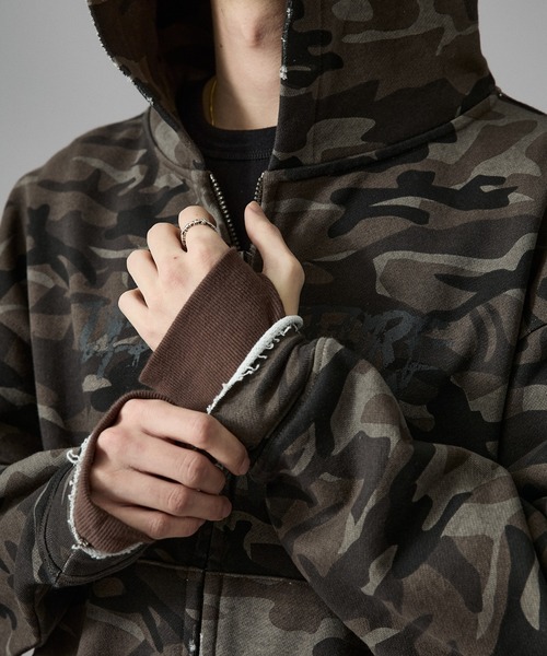 ANDER HUNK（アンダーハンク）の「Camouflage Double Zip-up Parker/カモフラージュダブルジップアップパーカー（パーカー・メンズ・ブラウン/グレー・LARGE/MEDIUM）」の14枚目の写真