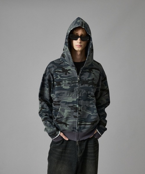 セール】Camouflage Double Zip-up Parker/カモフラージュダブルジップ