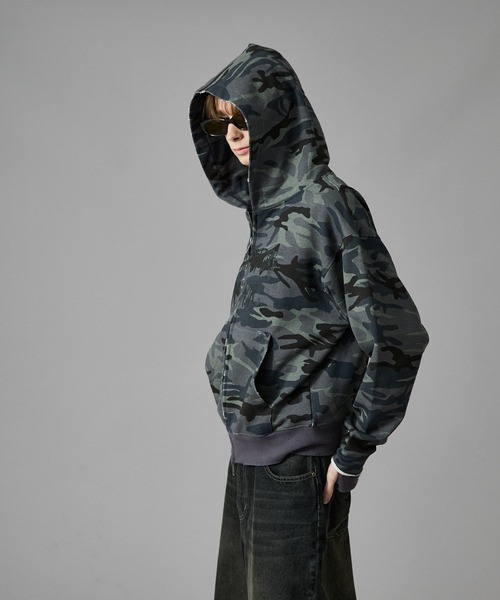 パーカー 「 ２color 」ダブルジップカモフラミリタリーカットパーカー ／ double zip camouflage military cut 2color 】ダブルジップカモフラミリタリーカットパーカー