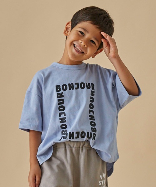 FOV(フォブ)の「フォブ BONJOUR 6分袖Tシャツ(Tシャツ/カットソー・キッズ・サックスブルー/ブラック/アッシュグレー・M/XL/L/S)」の3枚目の写真