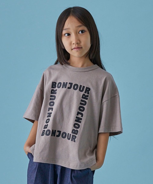 FOV(フォブ)の「フォブ BONJOUR 6分袖Tシャツ(Tシャツ/カットソー・キッズ・サックスブルー/ブラック/アッシュグレー・M/XL/L/S)」の1枚目の写真