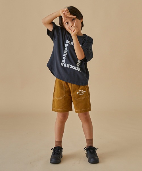 FOV(フォブ)の「フォブ BONJOUR 6分袖Tシャツ(Tシャツ/カットソー・キッズ・サックスブルー/ブラック/アッシュグレー・M/XL/L/S)」の5枚目の写真