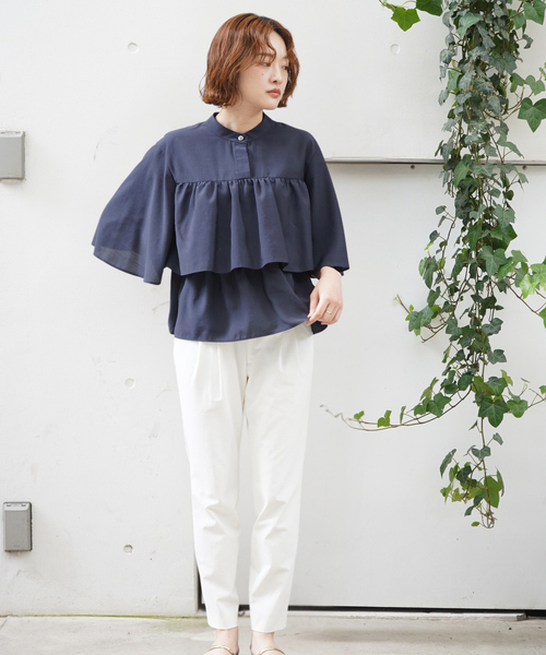 qualite（カリテ）の「【細見え×ウエストカバー】2WAYストレッチタックパンツ/オフィスカジュアル/夏服（スラックス・レディース・グレイッシュベージュ/オフホワイト/ピンク/ブラック/ネイビー・36/34/38/40）」の22枚目の写真