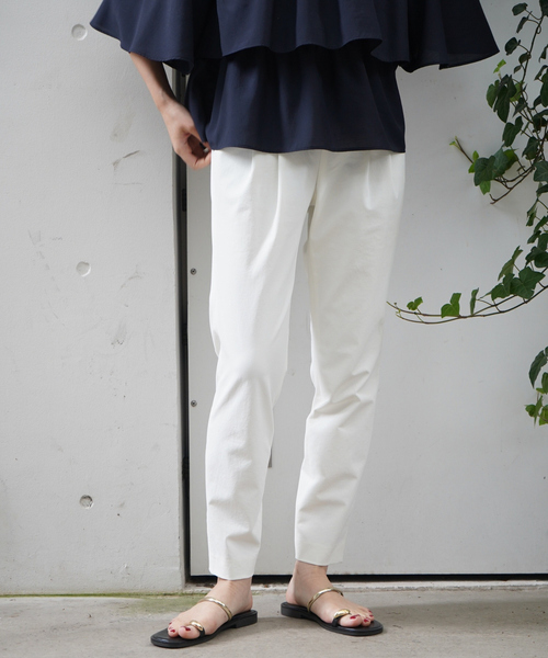 細見え×ウエストカバー】2WAYストレッチタックパンツ（スラックス  