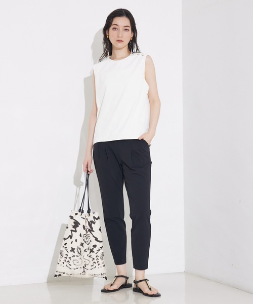 qualite（カリテ）の「【細見え×ウエストカバー】2WAYストレッチタックパンツ/オフィスカジュアル/夏服（スラックス・レディース・グレイッシュベージュ/オフホワイト/ピンク/ブラック/ネイビー・36/34/38/40）」の13枚目の写真