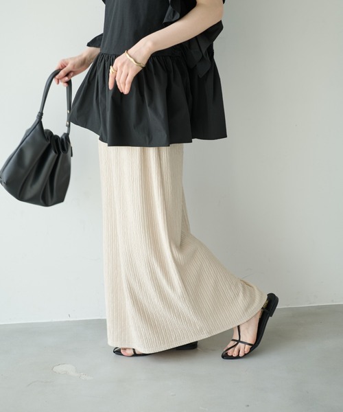 Shelly island(シェリーアイランド)の「シャーリングナロースカート(スカート・レディース・ブラウン/ホワイト/ブラック・FREE)」の16枚目の写真