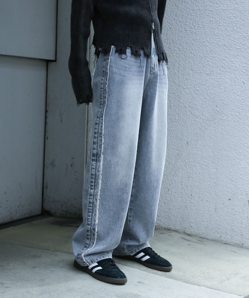 3.3 Field Trip (3.3フィールドトリップ)の「【UNISEX】3.3 Field Trip/サイドフリンジパンツ(デニムパンツ・レディース・ブルー/ブラック・MEDIUM/LARGE/SMALL)」の19枚目の写真