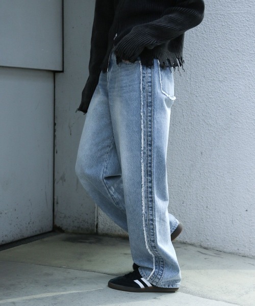 3.3 Field Trip (3.3フィールドトリップ)の「【UNISEX】3.3 Field Trip/サイドフリンジパンツ(デニムパンツ・レディース・ブルー/ブラック・MEDIUM/LARGE/SMALL)」の18枚目の写真