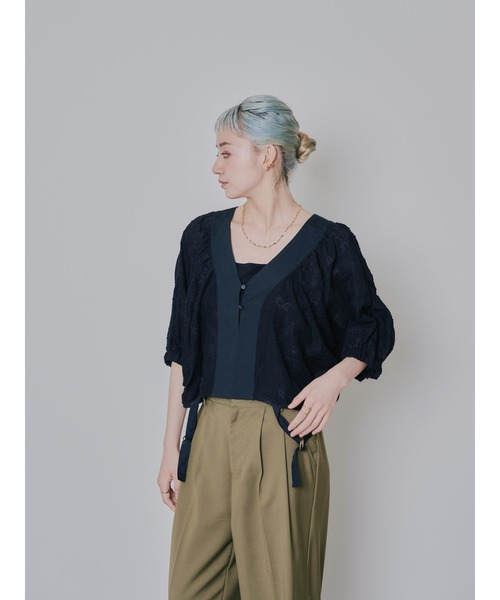 DOLLUPOOPS（ドールアップウップス）の「ペイズリージャガードブラウス（シャツ/ブラウス・レディース・ブラック/カーキ・38）」の9枚目の写真