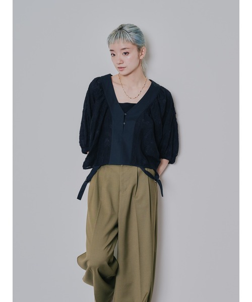 DOLLUPOOPS（ドールアップウップス）の「ペイズリージャガードブラウス（シャツ/ブラウス・レディース・ブラック/カーキ・38）」の3枚目の写真