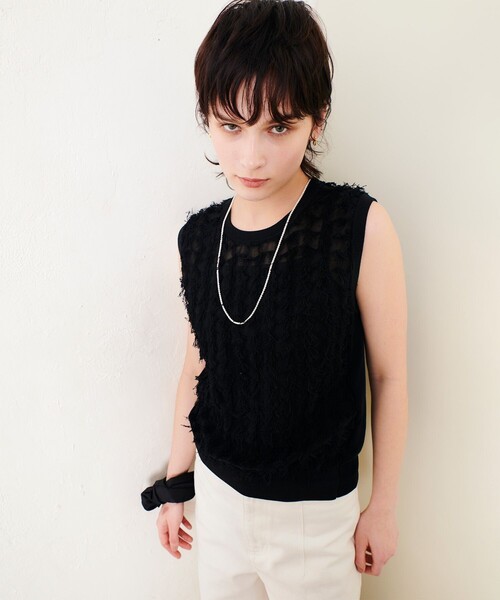 allureville（アルアバイル）の「シアーカットジャガード プルオーバー（ニット/セーター・レディース・オフホワイト/ブラック・2）」の13枚目の写真