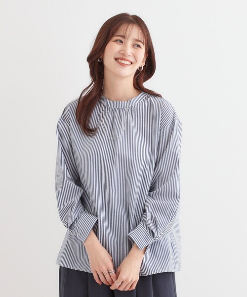 DRESKIP（ドレスキップ）の「【洗える】洗濯後しわになにりくい お袖タックブラウス（シャツ/ブラウス・レディース・パープル系1/ベージュ系9/サックスブルー系5/イエロー系その他7/グリーン系3/ネイビー系2・01/02/03/04）」の8枚目の写真