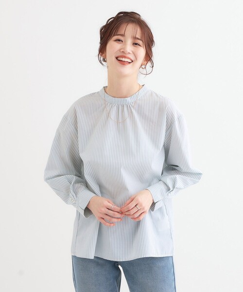 DRESKIP（ドレスキップ）の「【洗える】洗濯後しわになにりくい お袖タックブラウス（シャツ/ブラウス・レディース・パープル系1/ベージュ系9/サックスブルー系5/イエロー系その他7/グリーン系3/ネイビー系2・01/02/03/04）」の12枚目の写真