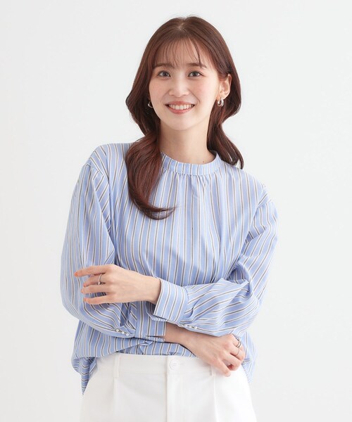 DRESKIP（ドレスキップ）の「【洗える】洗濯後しわになにりくい お袖タックブラウス（シャツ/ブラウス・レディース・パープル系1/ベージュ系9/サックスブルー系5/イエロー系その他7/グリーン系3/ネイビー系2・01/02/03/04）」の16枚目の写真