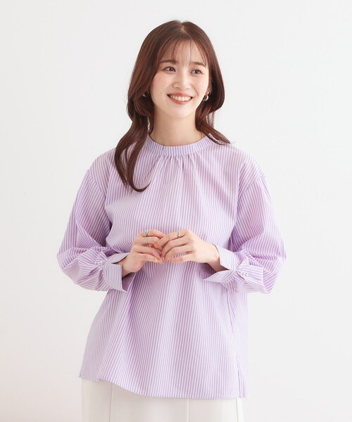 DRESKIP（ドレスキップ）の「【洗える】洗濯後しわになにりくい お袖タックブラウス（シャツ/ブラウス・レディース・パープル系1/ベージュ系9/サックスブルー系5/イエロー系その他7/グリーン系3/ネイビー系2・01/02/03/04）」の20枚目の写真