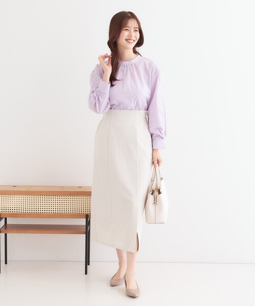 DRESKIP（ドレスキップ）の「【洗える】洗濯後しわになにりくい お袖タックブラウス（シャツ/ブラウス・レディース・パープル系1/ベージュ系9/サックスブルー系5/イエロー系その他7/グリーン系3/ネイビー系2・01/02/03/04）」の21枚目の写真