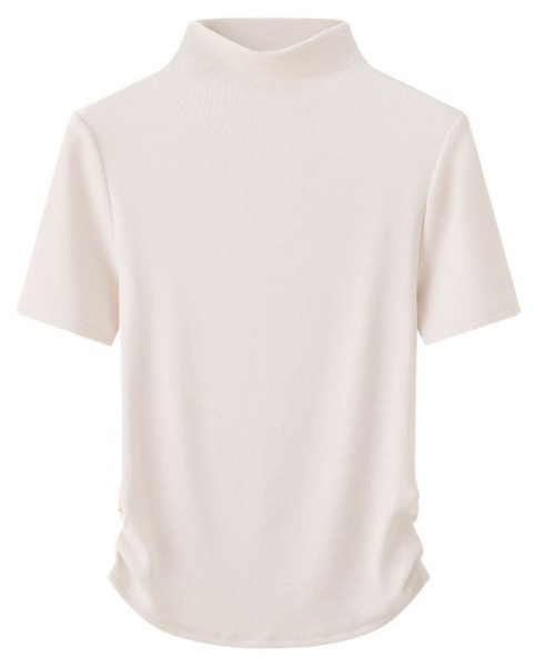 maison de LATIR(メゾンドラティール)の「きれいめ半袖プチハイネックだからUV対策にも◎人気トップス(Tシャツ/カットソー・レディース・ブラック/アイボリー/ライトブラウン/ホワイト/ブラウン・ONESIZE)」の12枚目の写真