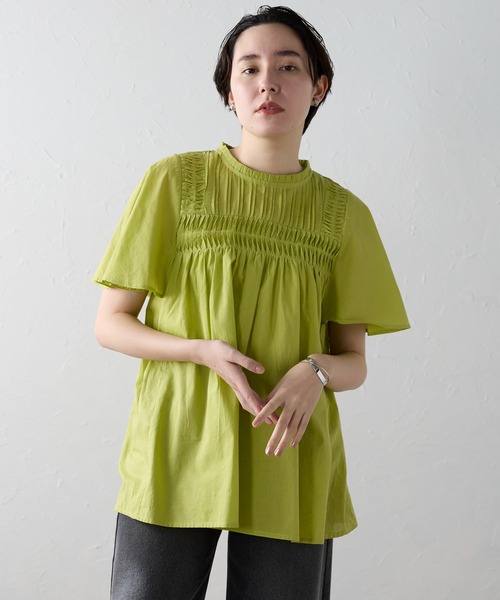 SOTT(ソット)の「India cambric pintuck blouse インドキャンブリックピンタックブラウス(シャツ/ブラウス・レディース・オフホワイト/ブラック/ライトグリーン・FREE)」の3枚目の写真