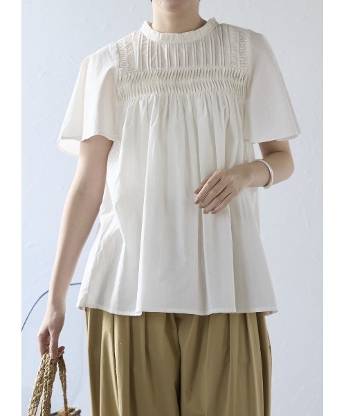 SOTT(ソット)の「India cambric pintuck blouse インドキャンブリックピンタックブラウス(シャツ/ブラウス・レディース・オフホワイト/ブラック/ライトグリーン・FREE)」の1枚目の写真