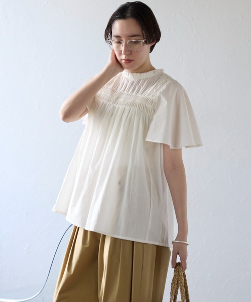 SOTT(ソット)の「India cambric pintuck blouse インドキャンブリックピンタックブラウス(シャツ/ブラウス・レディース・オフホワイト/ブラック/ライトグリーン・FREE)」の9枚目の写真