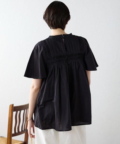 SOTT(ソット)の「India cambric pintuck blouse インドキャンブリックピンタックブラウス(シャツ/ブラウス・レディース・オフホワイト/ブラック/ライトグリーン・FREE)」の15枚目の写真