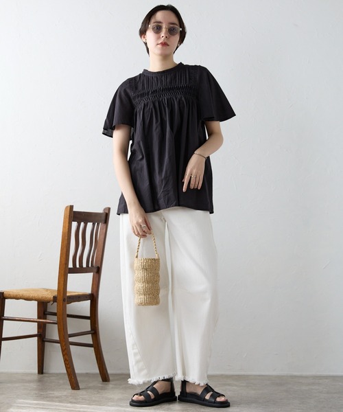 SOTT(ソット)の「India cambric pintuck blouse インドキャンブリックピンタックブラウス(シャツ/ブラウス・レディース・オフホワイト/ブラック/ライトグリーン・FREE)」の18枚目の写真