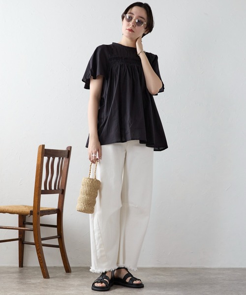 SOTT(ソット)の「India cambric pintuck blouse インドキャンブリックピンタックブラウス(シャツ/ブラウス・レディース・オフホワイト/ブラック/ライトグリーン・FREE)」の5枚目の写真