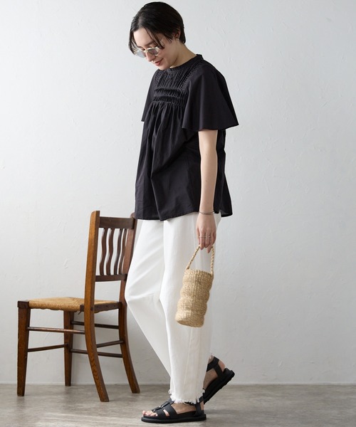 SOTT(ソット)の「India cambric pintuck blouse インドキャンブリックピンタックブラウス(シャツ/ブラウス・レディース・オフホワイト/ブラック/ライトグリーン・FREE)」の17枚目の写真