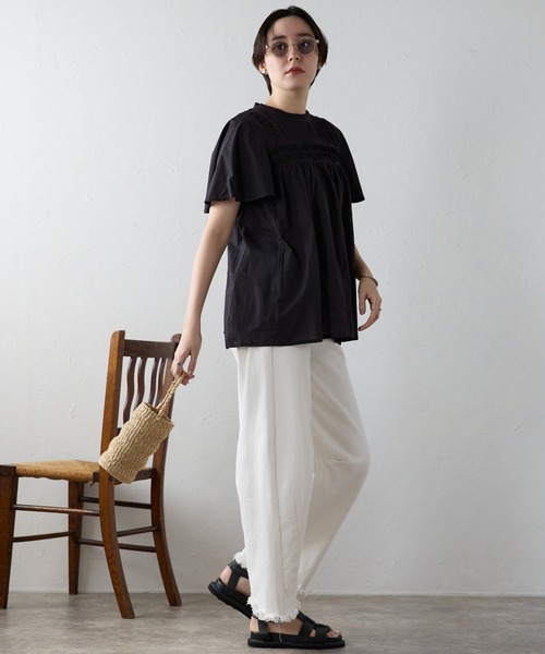 SOTT(ソット)の「India cambric pintuck blouse インドキャンブリックピンタックブラウス(シャツ/ブラウス・レディース・オフホワイト/ブラック/ライトグリーン・FREE)」の16枚目の写真