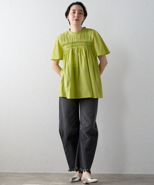 SOTT(ソット)の「India cambric pintuck blouse インドキャンブリックピンタックブラウス(シャツ/ブラウス・レディース・オフホワイト/ブラック/ライトグリーン・FREE)」の22枚目の写真