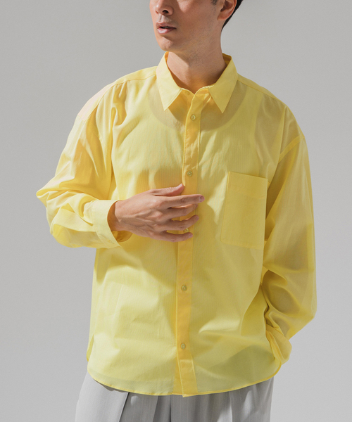 EDIFICE(エディフィス)の「E. ボイルコットン シアーシャツ(シャツ/ブラウス・メンズ・イエロー/ネイビー/グリーン/ホワイト・LARGE/MEDIUM/SMALL)」の1枚目の写真