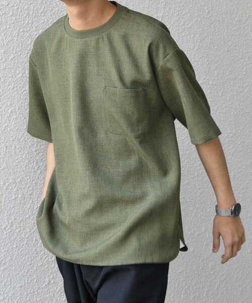 SHIPS any(シップス エニィ)の「SHIPS any:〈洗濯機可能〉ラウンド フェイク レイヤード Tシャツ(セットアップ対応) 25SS◇(Tシャツ/カットソー・メンズ・ダークグレー/ネイビー/ブラウン/オリーブ/ブルー・SMALL/MEDIUM/LARGE)」の4枚目の写真