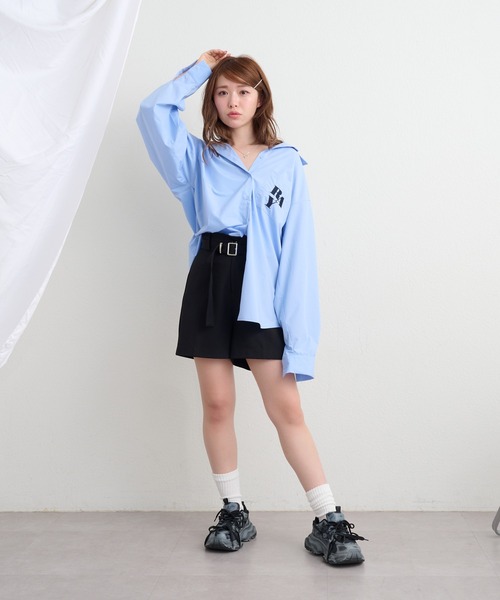 【海外限定】REISSTシャツ☆Navy Cassie Oversized Cotton Crew 海外限定】REISSTシャツ☆Navy Cassie Oversized Cotton Crew