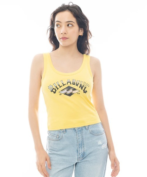 BILLABONG（ビラボン）の「BILLABONG レディース SUNSET ARCH TANK TOP タンクトップ 【2025年春夏モデル】/ビラボンロゴショート丈タンクトップ（タンクトップ・レディース・イエロー/ホワイト/ブルー系その他/ブラック・MEDIUM）」の4枚目の写真