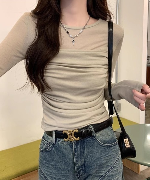 Per sist ence(パーシエンス)の「シースルードレープカットソー(Tシャツ/カットソー・レディース・グレイッシュベージュ/ベージュ/ホワイト・MEDIUM/LARGE/SMALL)」の11枚目の写真
