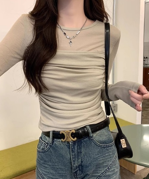 Per sist ence(パーシエンス)の「シースルードレープカットソー(Tシャツ/カットソー・レディース・グレイッシュベージュ/ベージュ/ホワイト・MEDIUM/LARGE/SMALL)」の13枚目の写真