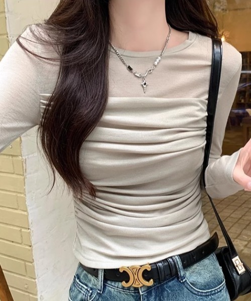 Per sist ence(パーシエンス)の「シースルードレープカットソー(Tシャツ/カットソー・レディース・グレイッシュベージュ/ベージュ/ホワイト・MEDIUM/LARGE/SMALL)」の14枚目の写真