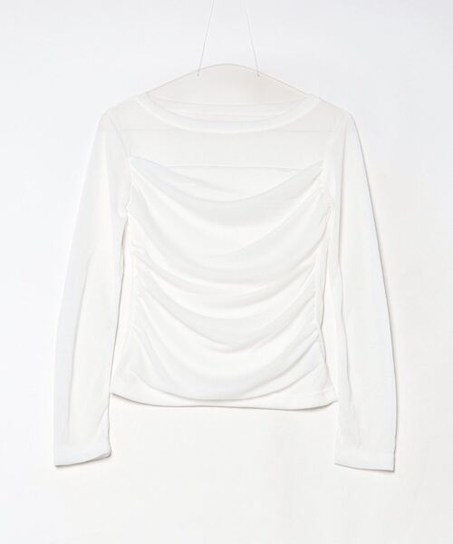 Per sist ence(パーシエンス)の「シースルードレープカットソー(Tシャツ/カットソー・レディース・グレイッシュベージュ/ベージュ/ホワイト・MEDIUM/LARGE/SMALL)」の6枚目の写真