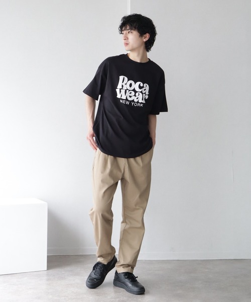 ★ROCA WEAR ロカウェア★サイドシャーリングTシャツ★金ラメ★でかロゴ★ セール】【ROCAWEAR/ロカウェア】ロゴプリント 半袖Tシャツ（Tシャツ