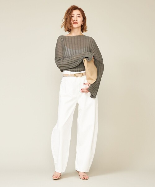 conte☆ワイドリブボートネックニット☆美品 セール】＜conte＞ワイドリブ ボートネックニット（ニット