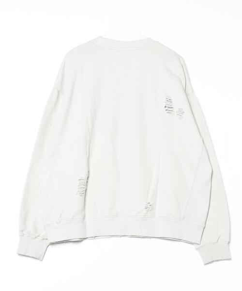 BEAVER（ビーバー）の「B omnivore/ビーオムニボー  綿裏毛ダメージクルー（スウェット・メンズ・グレー/ブラック・L/M/XL）」の4枚目の写真