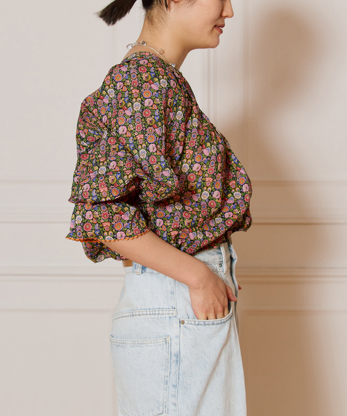 IENA LA BOUCLE＊Wカラープリントブラウス セール】IENA LA BOUCLE LIBERTY プリントブラウス（シャツ