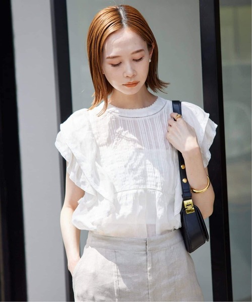 SLOBE IENA(スローブイエナ)の「《追加》ラミーフリルピンタックブラウス(シャツ/ブラウス・レディース・ブラック/ホワイト/ピンク・FREE)」の9枚目の写真