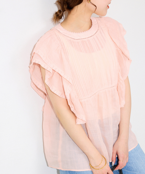 SLOBE IENA(スローブイエナ)の「《追加》ラミーフリルピンタックブラウス(シャツ/ブラウス・レディース・ブラック/ホワイト/ピンク・FREE)」の21枚目の写真