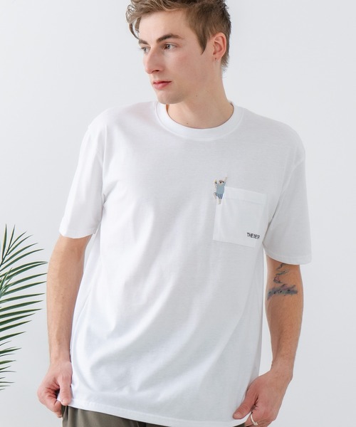 JEANS MATE(ジーンズメイト)の「【汗染みの目立ちにくいTシャツ ZEROSTAIN/ゼロステイン】胸ポケット 刺繍Tシャツ 防汚 UVカット アニマル おじさん ビール アメ車(Tシャツ/カットソー・メンズ・ホワイト系その他3/ホワイト系その他2/ブラック系その他2/ベージュ系その他3/ブルー系その他/ベージュ系その他・MEDIUM/X-LARGE/LARGE)」の2枚目の写真