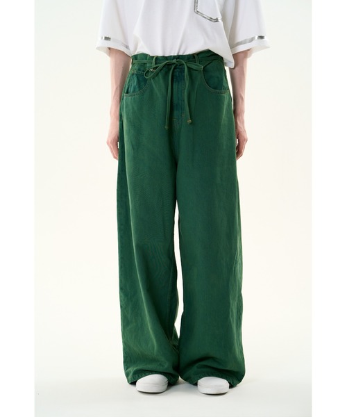 DISCOVERED(ディスカバード)の「COLOR DYE DENIM PANTS(デニムパンツ・メンズ・グリーン・LARGE/SMALL)」の1枚目の写真