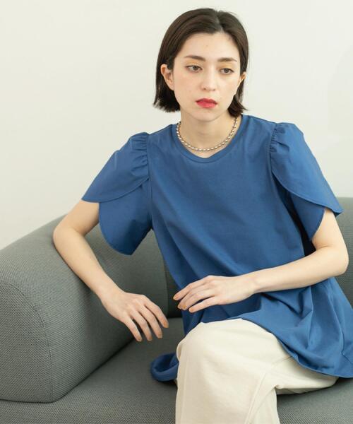 tシャツ 2WAY異素材ドッキングチューリップスリーブトップス「洗える」 レディース ELFRANK tシャツ チューリップスリーブドッキングカットソー