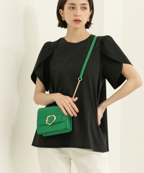 OPAQUE.CLIP(オペークドットクリップ)の「チューリップスリーブドッキングカットソー【洗濯機洗い可/接触冷感】(Tシャツ/カットソー・レディース・ブルー系その他/ホワイト/ブラック・36/38/40/42)」の9枚目の写真