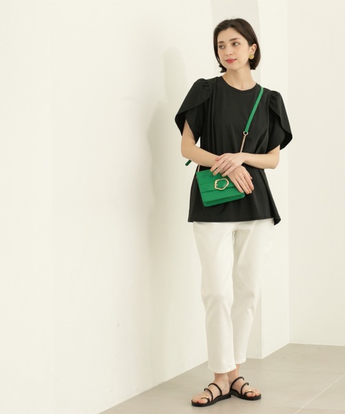 OPAQUE.CLIP(オペークドットクリップ)の「チューリップスリーブドッキングカットソー【洗濯機洗い可/接触冷感】(Tシャツ/カットソー・レディース・ブルー系その他/ホワイト/ブラック・36/38/40/42)」の10枚目の写真