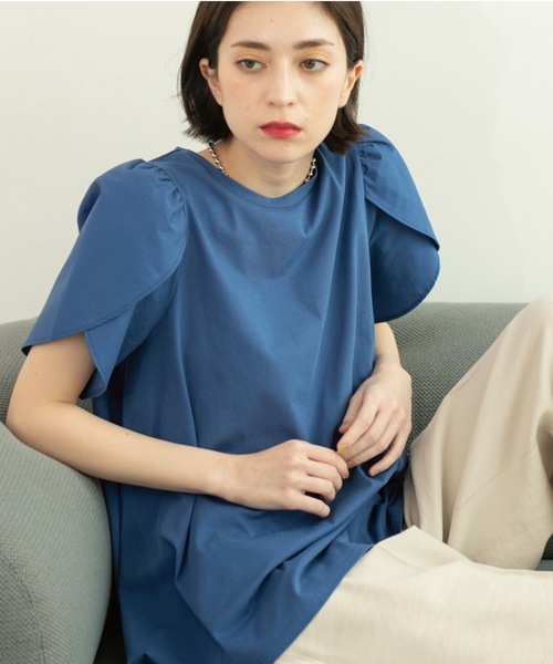 OPAQUE.CLIP(オペークドットクリップ)の「チューリップスリーブドッキングカットソー【洗濯機洗い可/接触冷感】(Tシャツ/カットソー・レディース・ブルー系その他/ホワイト/ブラック・36/38/40/42)」の16枚目の写真
